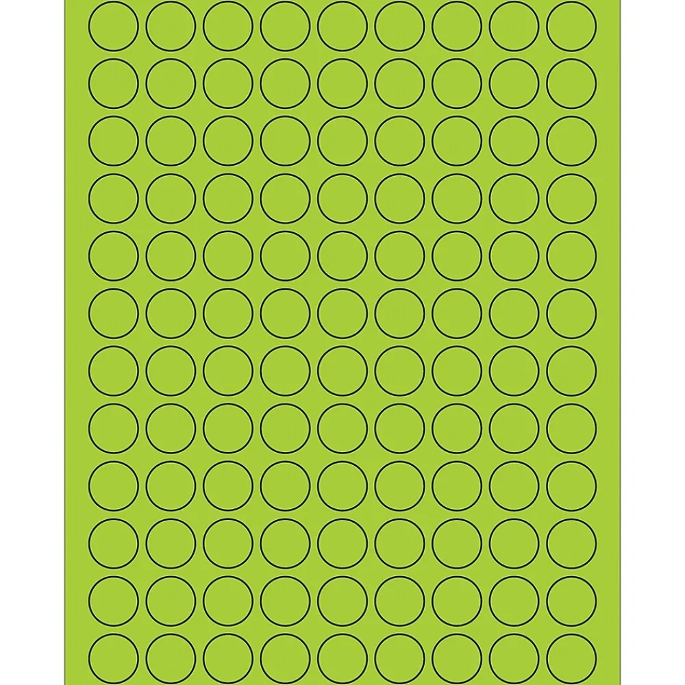Labels|Tape Logic ® Fluorescent Circle Laser Labels, 3/4", Fluorescent Green, 10800/Case (LL190GN)