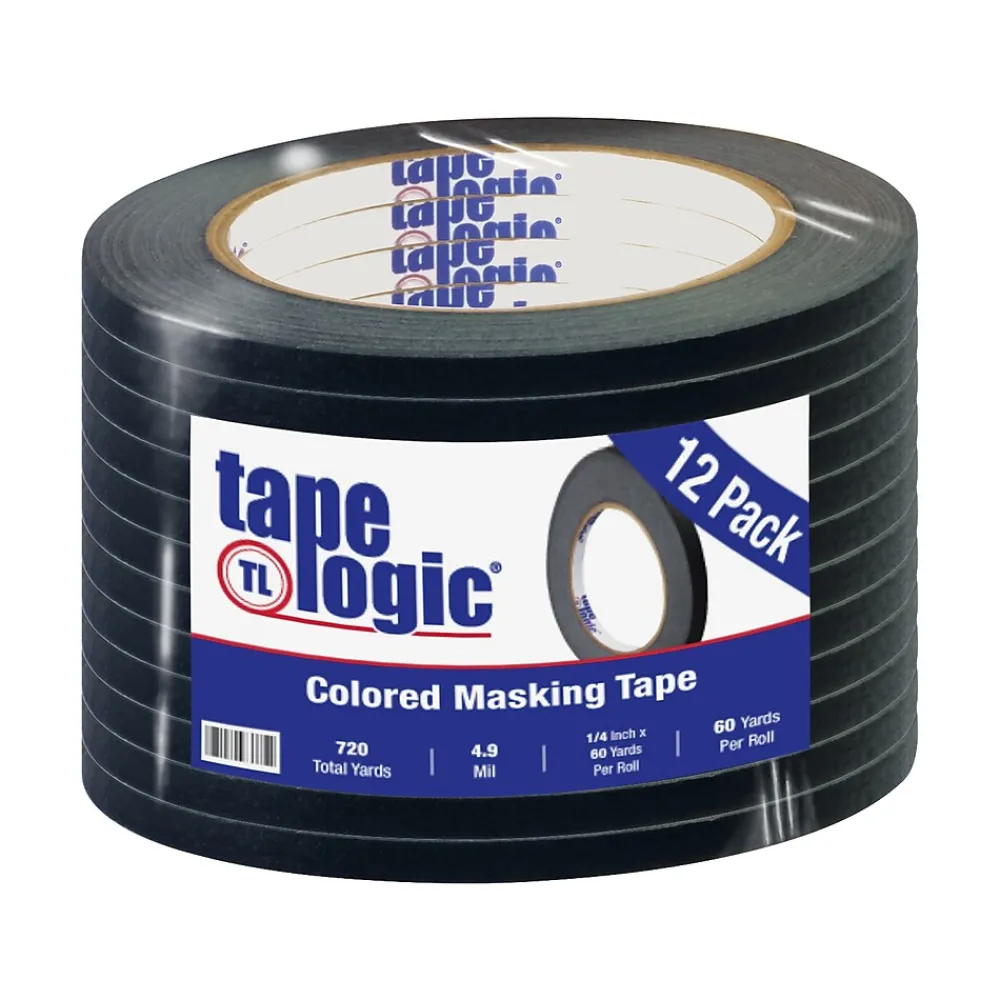 Sale Tape Logic Masking Tape, 0.25" x 60 yds., Black, 12/Carton (T93100312PKB)