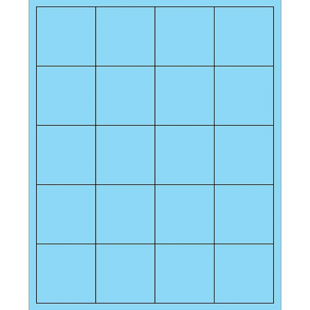 Hot Tape Logic ® Rectangle Laser Labels, 2" x 2", Pastel Blue, 2000/Case (LL172BE)