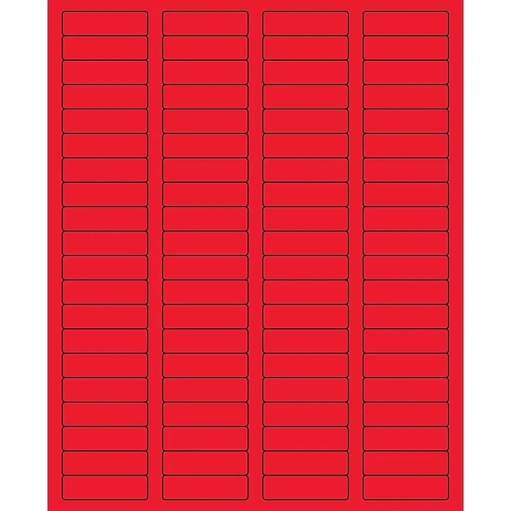 Hot Tape Logic ® Rectangle Laser Labels, 1 3/4" x 1/2", Fluorescent Red, 8000/Case (LL170RD)
