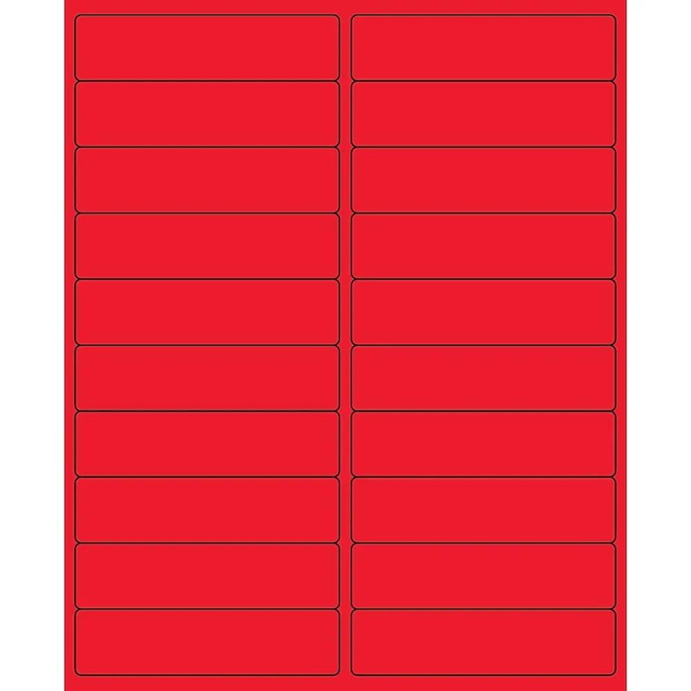 Online Tape Logic ® Rectangle Laser Labels, 4" x 1", Fluorescent Red, 2000/Case (LL177RD)