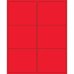 Sale Tape Logic ® Rectangle Laser Labels, 4" x 3 1/3", Fluorescent Red, 600/Case (LL180RD)