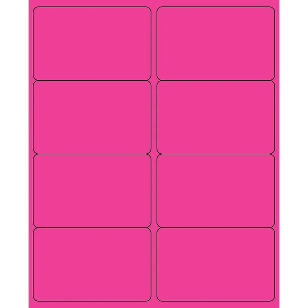 Hot Tape Logic ® Rectangle Laser Labels, 4" x 2 1/2", Fluorescent Pink, 800/Case (LL179PK)