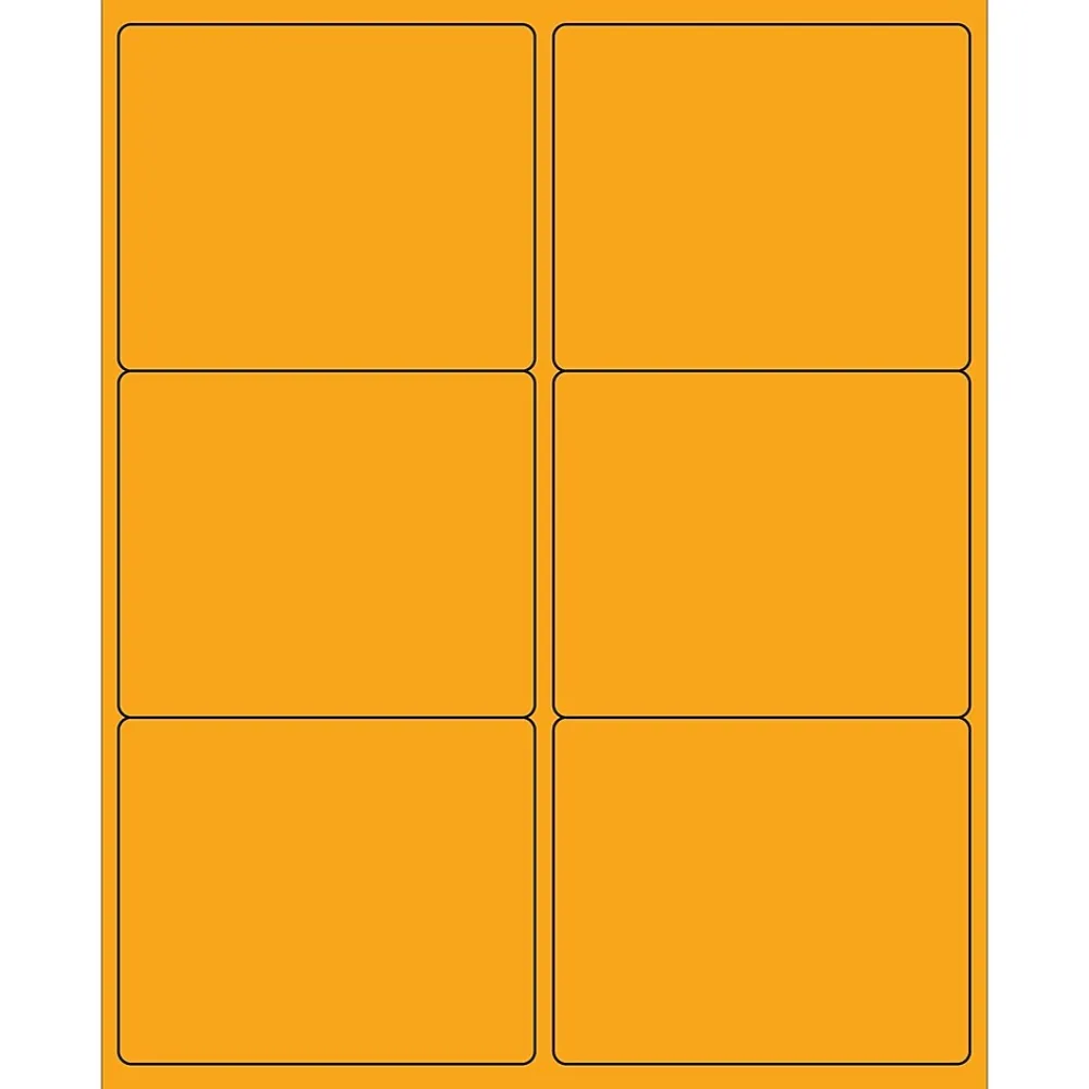 Outlet Tape Logic ® Rectangle Laser Labels, 4" x 3 1/3", Fluorescent Orange, 600/Case (LL180OR)