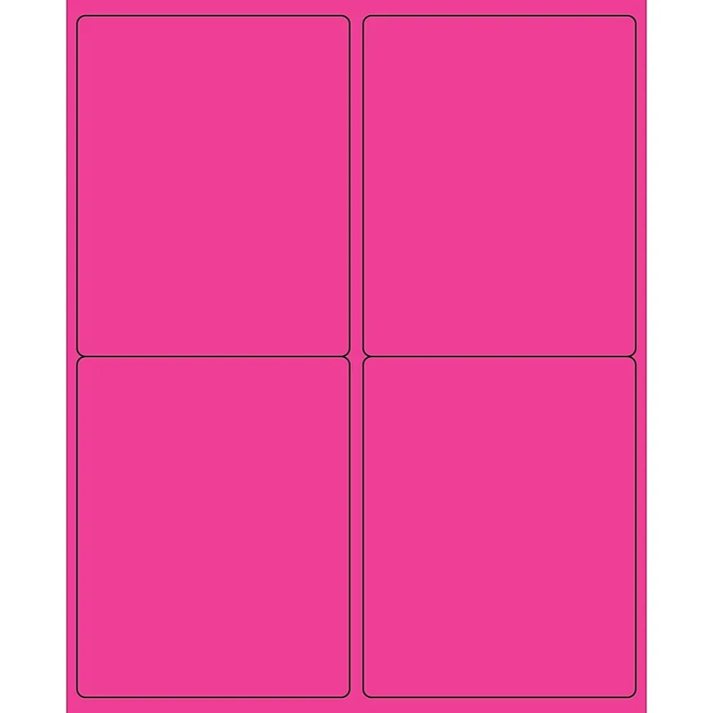 Best Tape Logic ® Rectangle Laser Labels, 4" x 5", Fluorescent Pink, 400/Case (LL181PK)