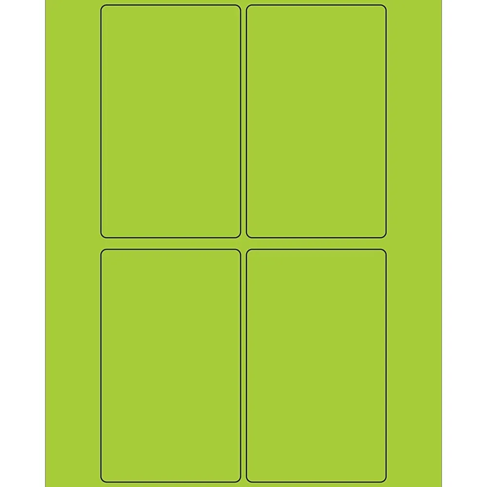 Online Tape Logic ® Rectangle Laser Labels, 3" x 5", Fluorescent Green, 400/Case (LL175GN)