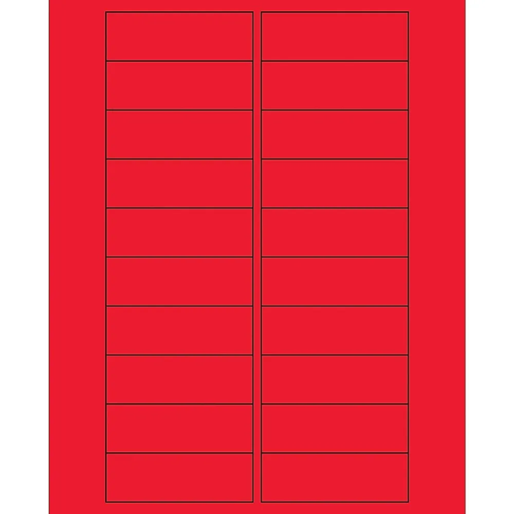 Labels|Tape Logic Rectangle Laser Labels, 3" x 1", Fluorescent Red, 2000/Case (LL174RD)