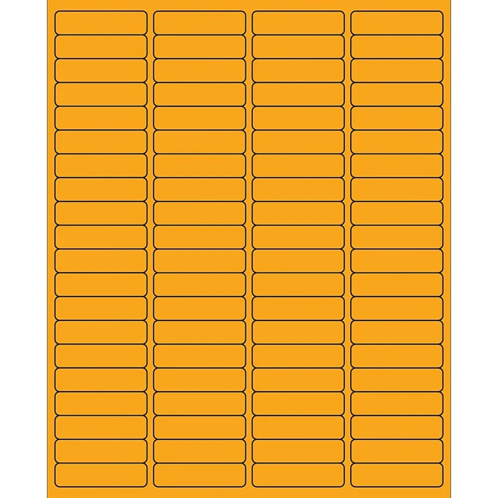 Labels|Tape Logic ® Rectangle Laser Labels, 1 15/16" x 1/2", Fluorescent Orange, 8000/Case (LL171OR)