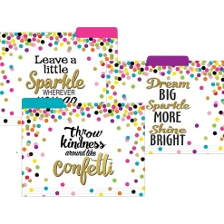File Folders|Teacher Created Resources Confetti File Folder, 1/3-Cut Tab, Letter Size, Assorted, 24/Pack (TCR8536-2)