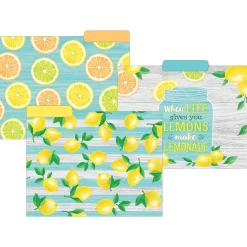 File Folders|Teacher Created Resources Lemon Zest File Folder, 1/3-Cut Tab, Letter Size, Assorted Colors, 24/Pack(TCR8542-2)