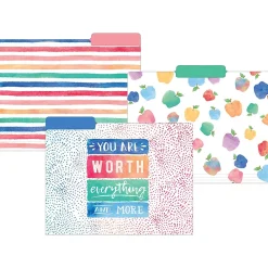 File Folders|Teacher Created Resources Watercolor File Folders, 3-Tab, 11.75" x 9.5", Assorted Colors, 24/PK (TCR8541)