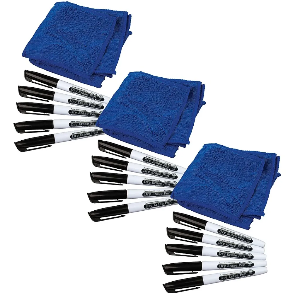 Markers|Teacher Created Resources Dry Erase Markers, Fine Tip, Black, 5/Pack, 3 Packs (TCR77268-3)