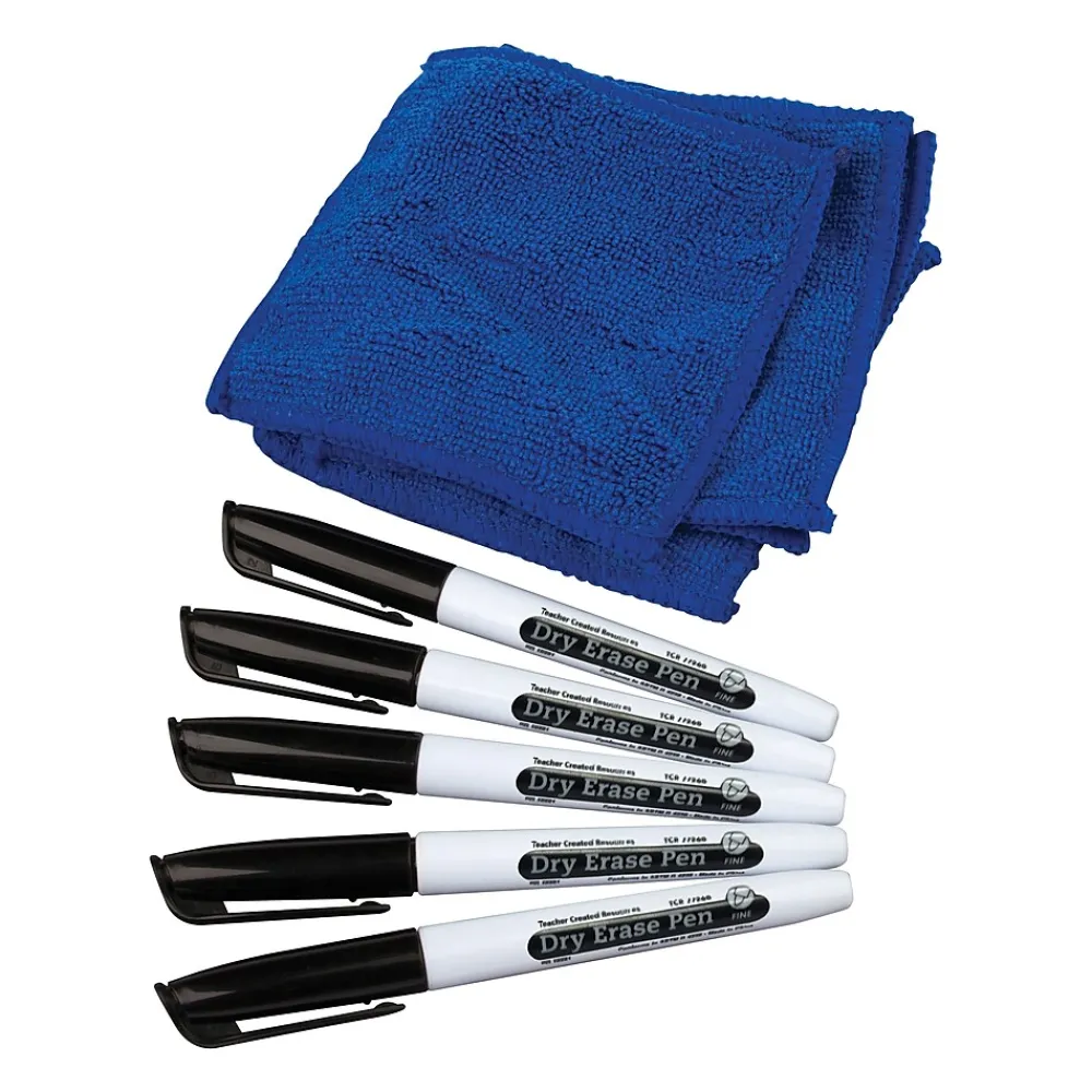 Markers|Teacher Created Resources Dry Erase Markers, Fine Tip, Black, 5/Pack, 3 Packs (TCR77268-3)