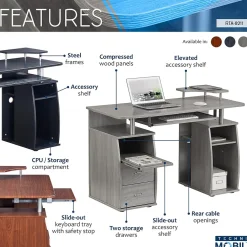 Corner Desks*Techni Mobili Complete Computer Workstation Desk With Storage, Gray (RTA-8211-GRY)