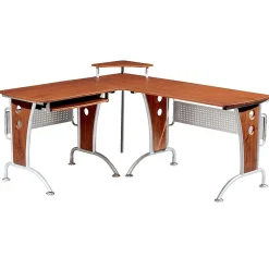 L-Desks*Techni Mobili Deluxe 57"W L-Shaped Desk, Mahogany (RTA-3806-M615)