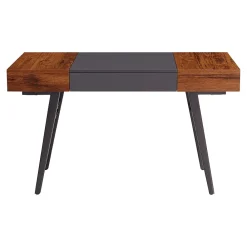 Office Desks*Techni Mobili Expandable 51" MDF Table Desk, Gray/Mahogany (RTA-1854-MAH)