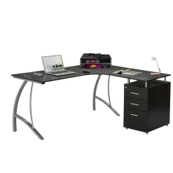 Corner Desks*Techni Mobili Modern L-Shaped Computer Desk with File Cabinet, Espresso (RTA-4804L-ES)