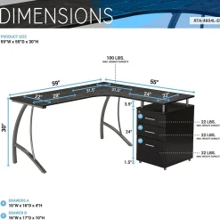 Corner Desks*Techni Mobili Modern L-Shaped Computer Desk with File Cabinet, Espresso (RTA-4804L-ES)