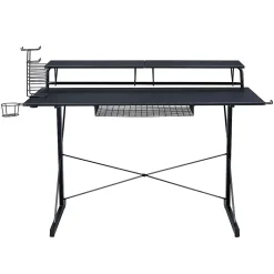 Corner Desks*Techni Sport Carbon Computer Gaming Desk with Shelving, Black (RTA-TS200-BK)