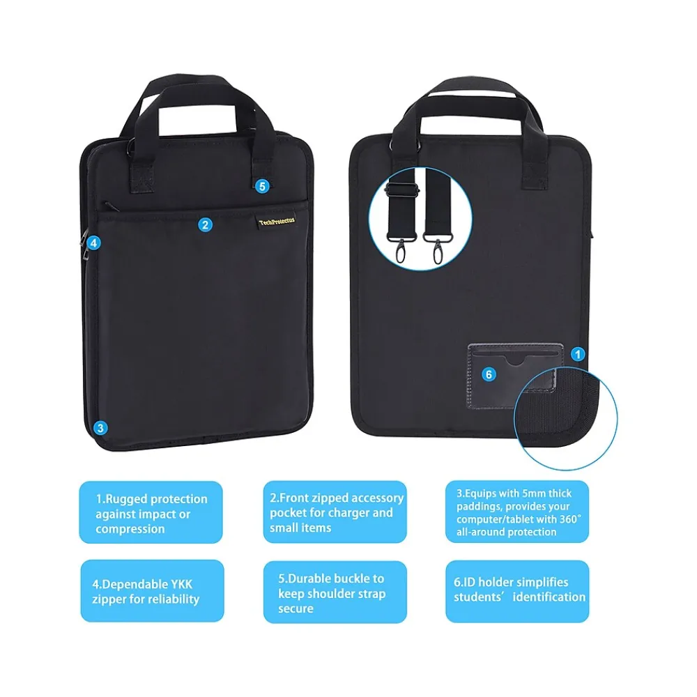 9.7"-12" Water Resistant Vertical Laptop Sleeve, Shock-Absorbing, Black (TP-BK-VR11)<TechProtectus Discount