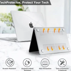 Hard-Shell Laptop Sleeve with Keyboard Cover, Crystal Clear, (TP-CYC-K-MA13M2)<TechProtectus Clearance