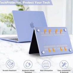 Hard-Shell Laptop Sleeve with Keyboard Cover, Serenity Blue, (TP-SB-K-MA13M2)<TechProtectus New