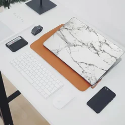 Laptop Case with Keyboard Cover and Screen Protector, White Marble, Plastic (TP-WM-K-MP14M1)<TechProtectus Online