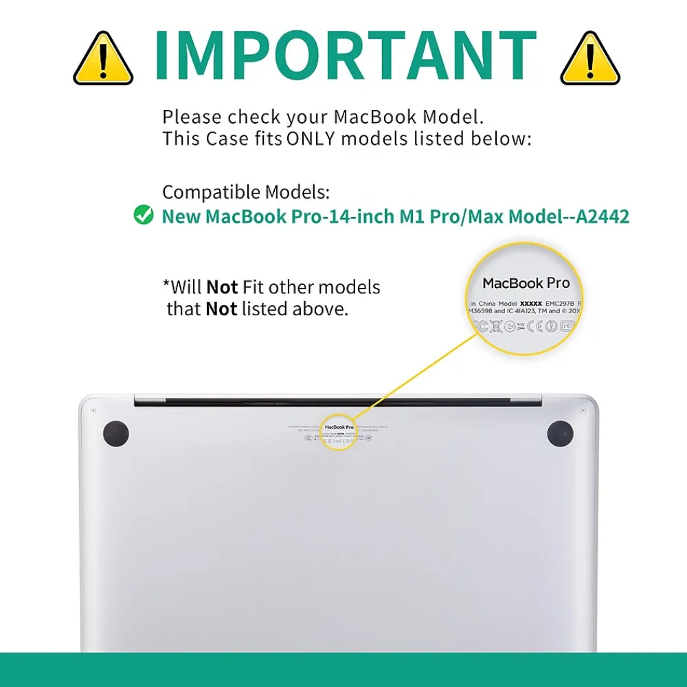 Laptop Case with Keyboard Cover and Screen Protector, Black, Plastic (TP-BK-K-MP14M1)<TechProtectus