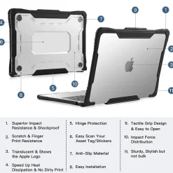 Rugged Laptop Sleeve with Keyboard Cover for Apple 13.6 Macbook Air 2022 M2, Clear (TP-RCL-MA13M2)<TechProtectus Best