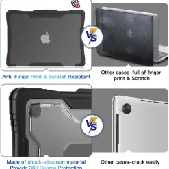 Rugged Laptop Sleeve with Keyboard Cover for Apple 13.6 Macbook Air 2022 M2, Black (TP-RBK-MA13M2)<TechProtectus Clearance