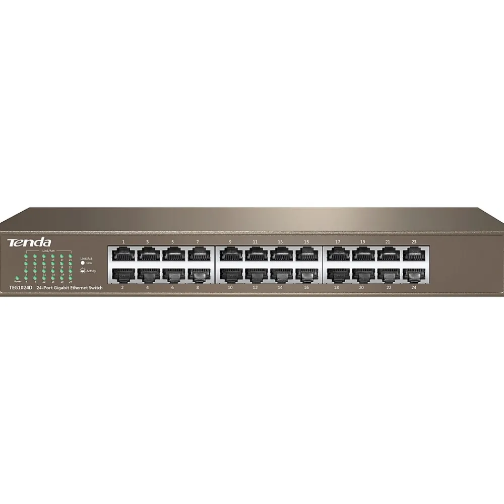 Tenda TEG1024D 24-Port Gigabit Ethernet Unmanaged Switch, Up to 2000 Mbps, Brown (TEG1024D)