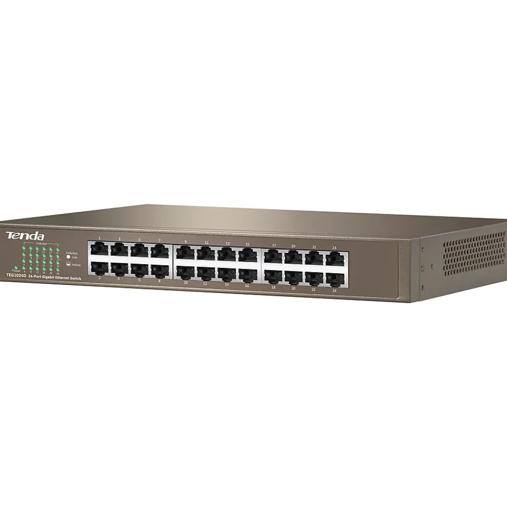 Tenda TEG1024D 24-Port Gigabit Ethernet Unmanaged Switch, Up to 2000 Mbps, Brown (TEG1024D)