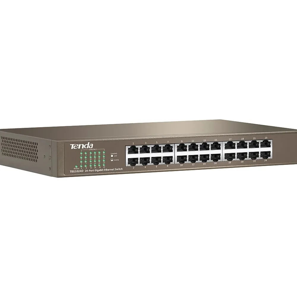 Tenda TEG1024D 24-Port Gigabit Ethernet Unmanaged Switch, Up to 2000 Mbps, Brown (TEG1024D)
