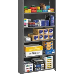 Bookcases*Tennsco ® Closed Commercial Steel Shelving, 6-Shelf, Medium Gray, 75Hx36Wx12"D