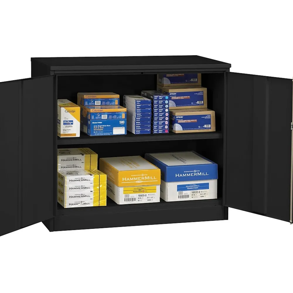 Storage Cabinets*Tennsco Jumbo Counter-Height Storage Cabinet, 2-Shelf, Black, 42"H x 48"W x 24"D