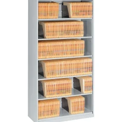 File Cabinets*Tennsco Open Fixed Shelf Lateral File, Light Gray, 6-Shelf, 75 1/4"H