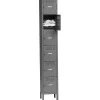 Storage Cabinets*Tennsco Six Tier Box Locker with Legs, Single Unit, 6 Lockers, Medium Grey, 78"H x 12"W x 12"D