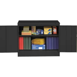 Storage Cabinets*Tennsco Standard Desk-Height Storage Cabinet with Double Hinge Doors, 2-Shelf, Black, 30"H x 36"W x 18"D