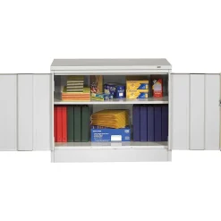 Storage Cabinets*Tennsco Standard Desk-Height Storage Cabinet with Double Hinge Doors, 2-Shelf, Light Grey, 30"H x 36"W x 18"D