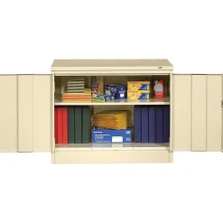 Storage Cabinets*Tennsco Standard Desk-Height Storage Cabinet with Double Hinge Doors, 2-Shelf, Putty, 30"H x 36"W x 18"D