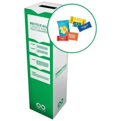 Cardboard Candy & Snack Wrappers Recycling Box, 10.47 Gallon, White and Green (681)<TerraCycle Clearance