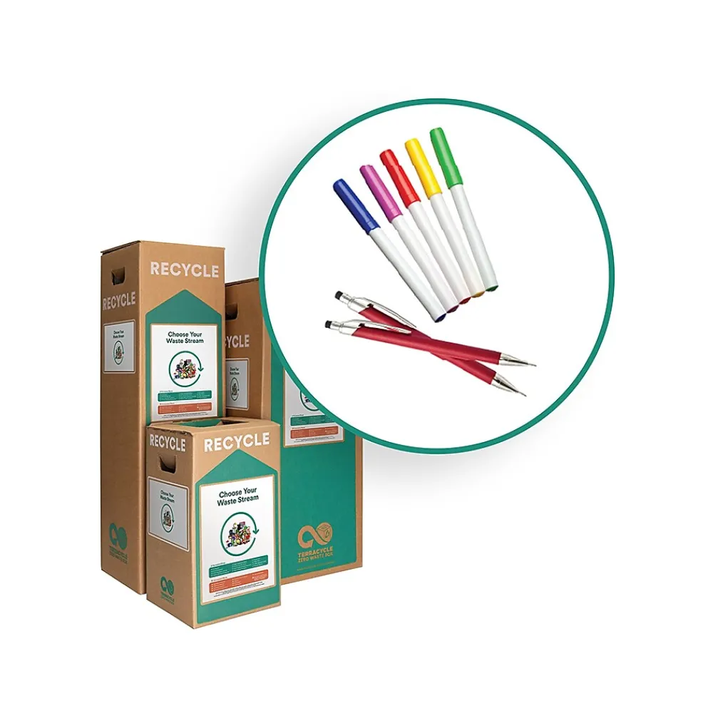 Cardboard Writing Tools Recycling Box, 21 Gallon, White and Green (216)<TerraCycle Online