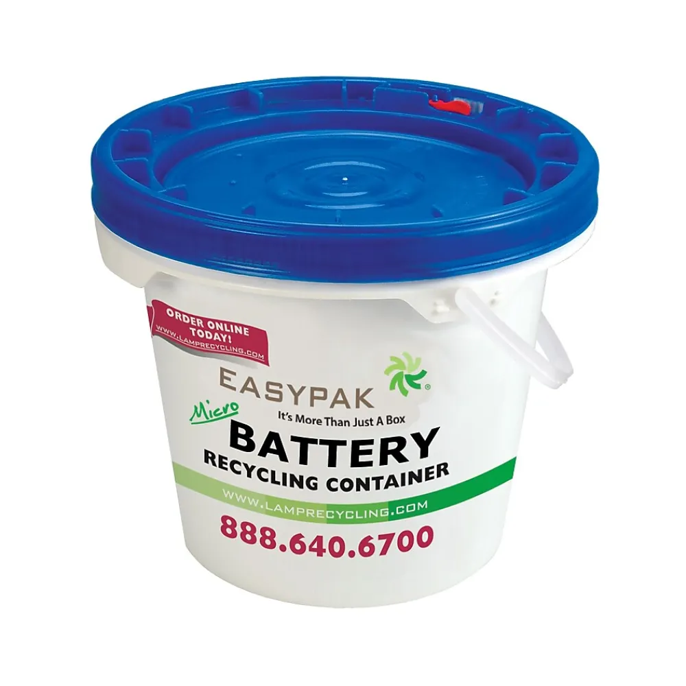 Plastic EasyPak Micro Battery Recycling Container, 0.6 Gallon, White (510-2000)<Terracycle Regulated Waste Clearance