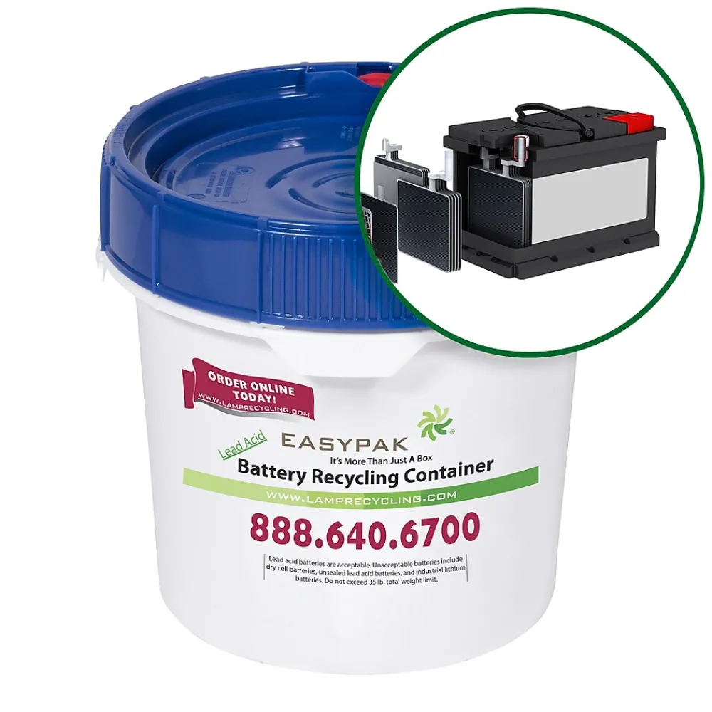Plastic EasyPak Lead Acid Battery Recycling Container, 2.5 Gallon, White (510-2350)<Terracycle Regulated Waste Sale