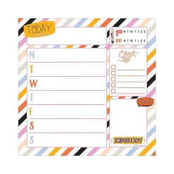 Notepads|TF Publishing Super Stripe Memo Desk Pad, 7.75" x 7.75", Multicolor, 26 Sheets/Pad (99-5942)
