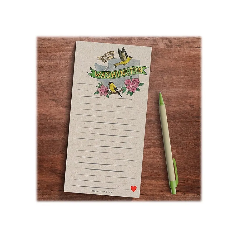 Notepads|TF Publishing Washington Memo Pad, 4" x 8", Lined, Kraft, 52 Sheets/Pad, 1 Pad/Pack (99-WASHMP)