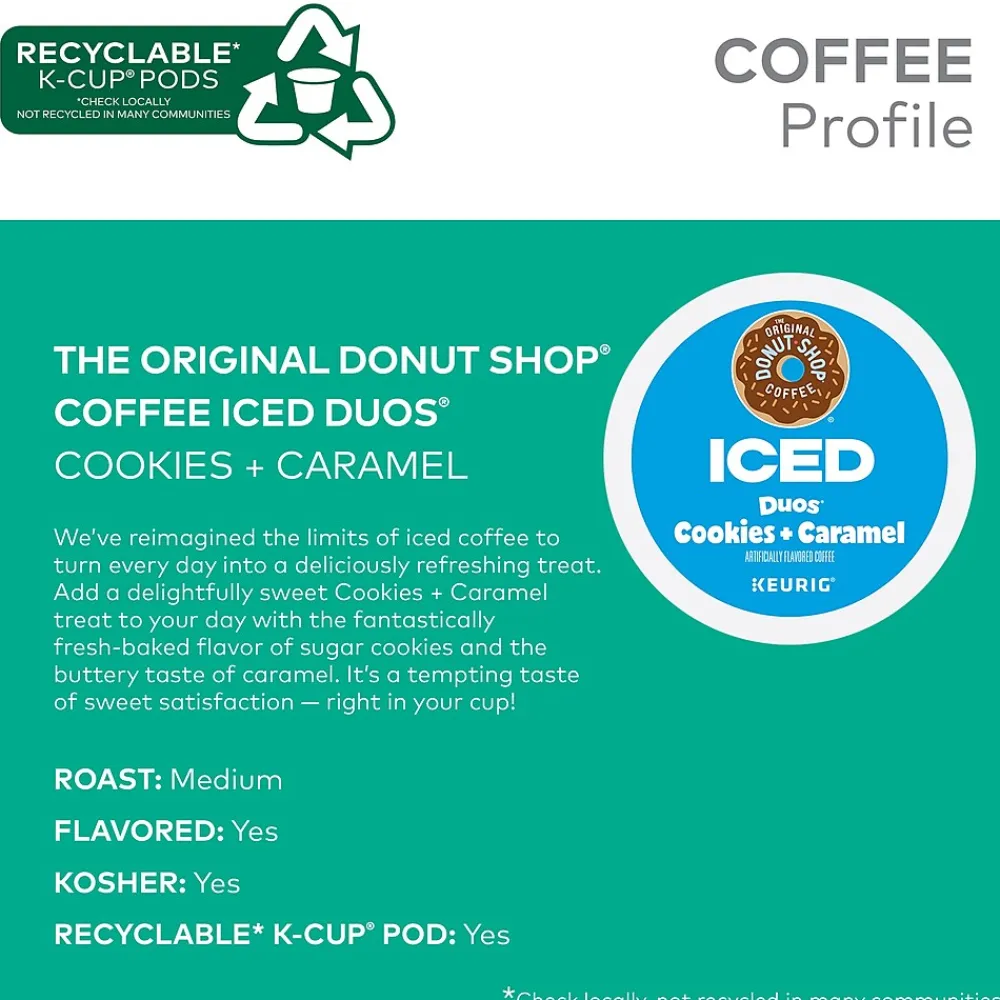 The Original Donut Shop Iced Duos Cookies + Caramel Iced Coffee Keurig® K-Cup® Pods, Medium Roast, 96/Carton (5000373021CT)