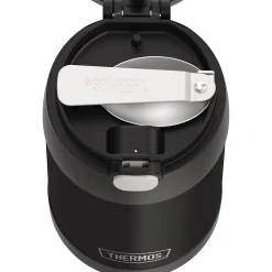 Lunch Totes & Water Bottles|Thermos FUNtainer Stainless Steel Vacuum-Insulated Food Jar with Folding Spoon, 16-Oz., Black Matte (F31101BK6)