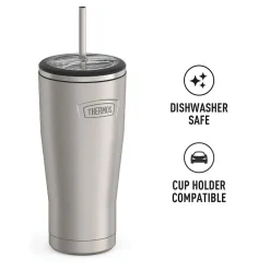 Icon Stainless Steel Vacuum Insulated Cold Tumbler with Straw, 24 oz., Matte (IS1112MS4)<Thermos Best