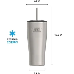 Icon Stainless Steel Vacuum Insulated Cold Tumbler with Straw, 24 oz., Matte (IS1112MS4)<Thermos Best